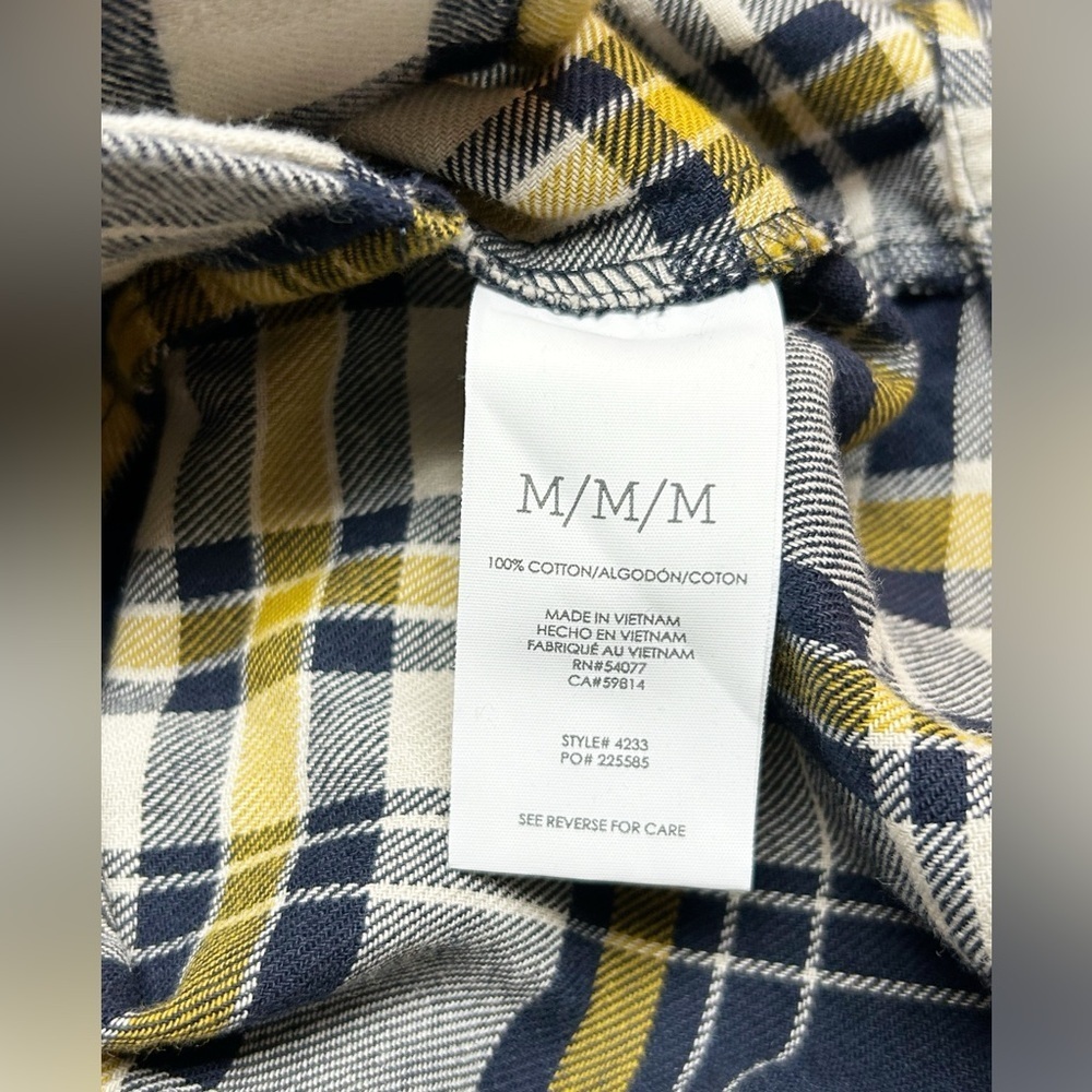 CAbi Seattle Shirt Women's Medium Plaid Flannel Ruffle Button Down Blue Yellow - Picture 8 of 9